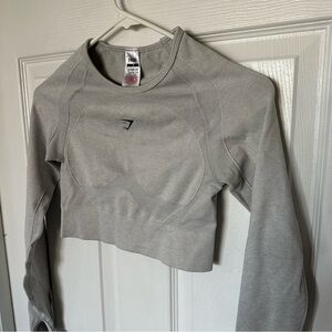 Gymshark Flex Sports Long Sleeve Crop Top Sz S In White